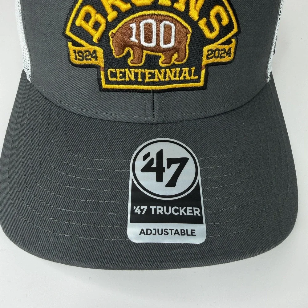 Boston Bruins Hat Cap Snap Back Mens One Size Gray NHL Hockey 47 Trucker
